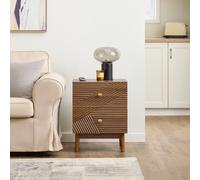 SoBuy FBT170-N Mesita de noche vintage con 2 cajones, mesa auxiliar de madera con patas de madera de árbol de goma Marrón 45 × 40 × 58 BROWN