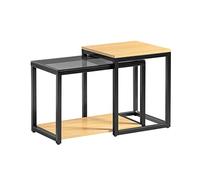 SoBuy FBT35-SCH Juego de 2 Mesas Auxiliares Anidadas de Madera y Metal Mesitas para Salón Negro ES
