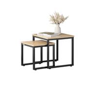 SoBuy FBT42 Juego de 2 piezas mesa de centro mesa auxiliar juego de 2 piezas mesa sofá mesa mesa de centro conjunto Nature