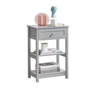 SoBuy FBT46 mesa auxiliar mesita de noche mesa de centro con un cajón y 2 estantes BHT aprox: 45x69x30cm BLANCO