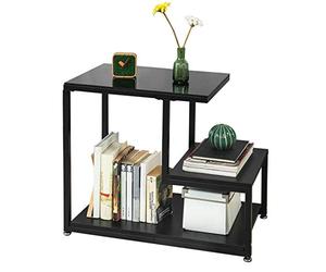 SoBuy FBT65-SCH,ES Mesa Auxiliar con 3 Estantes, Consola,Mesita de Noche para Salón Comedor, Teléfono o Lampara (Negro)