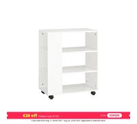 SoBuy FBT68-W Mesa para impresora con 7 estantes, carrito de oficina con ruedas, carrito auxiliar, carrito para archivos, blanco, BHT aprox. 60x75x35cm BLANCO
