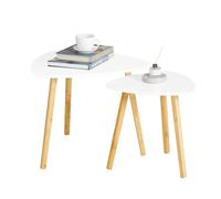 SoBuy 2 Mesas Nido - Mesa Auxiliar para Salón, Grande 55 cm y Pequeña 40 cm, Blanco FBT74-W