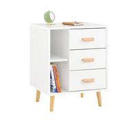 SoBuy Mesita de Noche con 3 Cajones y 3 Estantes Mesa de Cabeceira Mesa Auxiliar Mesita para salón Comedor Blanco L48xP40xH60 cm FBT95-W ES
