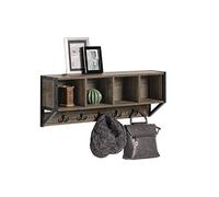 SoBuy FHK25-N Perchero de Pared para Pasillo Estantes de Pared con 4 Compartimentos y 5 Ganchos Dobles, 73 x 16 x 28 cm ES