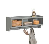 SoBuy FHK28-HG Perchero de Pared Estantería de Pared con 4 Ganchos Gris 100 x 25 x 35 cm ES