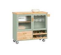 Sobuy fkw114-gr carrito auxiliar de cocina con 2 cajones y 2 puertas verde