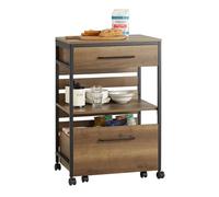 SoBuy Carrito Auxiliar con Ruedas y Cajón Móvil para Cocina, Mueble Multiusos tipo Barra e Isla Cocina con 2 Cajones, Estante y Encimera, Carro Cocina para Comedor o Restaurante, 60x45x90 cm FKW118-PF