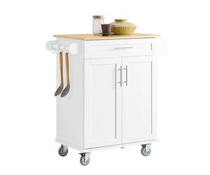 SoBuy FKW13-II-WN Luxus-Carrito de Cocina con Piso, Estantería de Cocina, Carrito de Servir de Bambú, 66 x 46 x 91 cm, ES