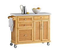 SoBuy FKW70-N,Carrito de Cocina con Piso de Acero, estantería de Cocina, Carrito de Servir de bambú,L115 x P46 x H92cm,ES
