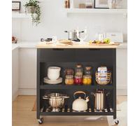 SoBuy FKW74-SCH aparador con isla de cocina carrito de cocina armario de cocina con 2 cajones y estantes Negro-natural BHT aprox: 98x94x58cm Negro