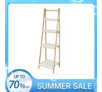 SoBuy FRG162-N Estante de escalera Estantería plegable con 4 pisos Madera de caucho y MDF BHT: 42x140x34cm Natural/natural