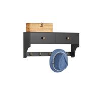 Sobuy frg178-sch estantería moderna de pared con 5 ganchos y 2 cajones 60 x 15 x 27 cm
