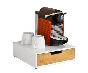 SoBuy FRG179-WN Estante Cafetera, Soporte para Cápsulas de Café o Bolsas de Té, Con 1 Cajón, 30 x 31 x 9 cm, ES