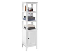 SoBuy FRG205-W Mueble Columna de Baño con 3 Estantes y 1 Puerta, Armario para Estanterías, 40 x 33 x 150 cm, ES