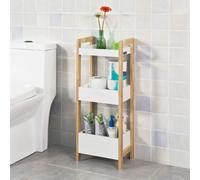 SoBuy FRG226-WN Armario baño con 3 estantes estables, armario estrecho de MDF, cómoda mueble baño hasta 30kg, estante baño de pie blanco para baños pequeños 28x20x74cm múltiple
