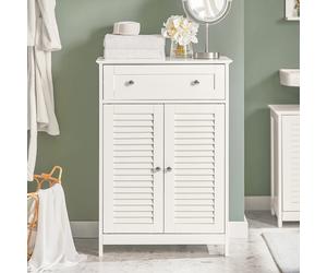SoBuy FRG238 Cómoda de baño con un cajón y puertas, cómoda Armario de baño Muebles de baño Aparador Armario de pasillo Gris oscuro