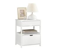 SoBuy FRG258 mesa auxiliar mesita de noche mesita de noche con 2 cajones y 2 estantes, BHT aprox. : 45x55x38cm BLANCO