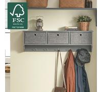 Perchero moderno de pared estantería de pared con 5 ganchos y 3 cajones l100 cm frg282-hg sobuy 100 cm