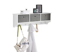 SoBuy FRG282 Pared armario pasillo armario vestidos gancho percha sin materia con 3 cestas y 5 ganchos armario BHT aprox. : 100x30x20cm Gris claro