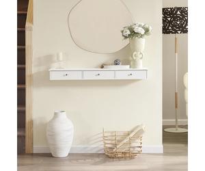 SoBuy FRG43-L-W Estante Flotante con 3 Cajones - Baldas Pared, Estantería Moderna para Entrada, Sala y Dormitorio - Blanco 94x15x10cm BLANCO