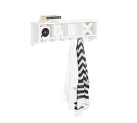 SoBuy FRG48-L-W Perchero Estantes de Pared de MDF Armario Suspendido Estanteria para Trasteros Percheros de Pared Blanco 73 x 16 x 24 cm ES