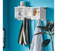 SoBuy FRG48-W Perchero de pared compartimentos y 4 ganchos Dobles