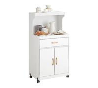 SoBuy FSB12-W,Aparador Auxiliar de madera de ingenieria bajo de Cocina con 2 Puertas y 1 cajon, para microondas,L62 cm x P40 cm x H119 cm,ES
