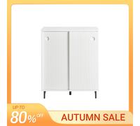 Aparador entrada recibidor con puerta correderas y balda ajustable 70 x 37 x 87 cm blanco fsb62-w sobuy
