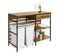 SoBuy FSB71-PF - Carrito de cocina con encimera, isla de cocina, con ruedas y cajón, armario de cocina con estantes abiertos, vintage, BHT aprox. 120 x 90 x 45 cm, FSB71-PF