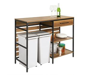 SoBuy FSB71-PF - Carrito de cocina con encimera, isla de cocina, con ruedas y cajón, armario de cocina con estantes abiertos, vintage, BHT aprox. 120 x 90 x 45 cm, FSB71-PF
