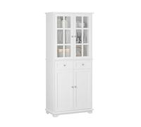 SoBuy FSB76-W Aparador Alto de Cocina con 4 Puertas Muebles Auxiliar de Almacenaje para Comedor Salón con 2 Cajones 75 x 40 x 175 cm Blanco ES