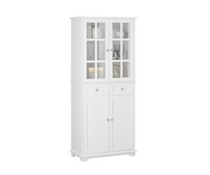 SoBuy FSB76-W Aparador Alto de Cocina con 4 Puertas Muebles Auxiliar de Almacenaje para Comedor Salón con 2 Cajones 75 x 40 x 175 cm Blanco ES