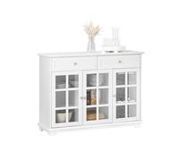 SoBuy FSB77-W Aparador Cocina Mueble Vitrina de Cristal con 3 Puertas y 2 Cajones 119 x 40 x 90 cm ES