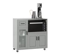 SoBuy FSB78-HG Aparador Cocina con Ruedas Mueble de Almacenamiento para microondas con 3 Puertas y un cajón 89 x 40 x 89 cm Gris ES