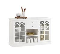 SoBuy FSB79-W Aparador Cocina Mueble Vitrina de Cristal con 2 Puertas y 2 Cajones 120 x 39 x 78 cm ES