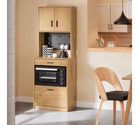 SoBuy FSB98-N Armario microondas con tablero perforado Armario alto Aparador Armario de cocina con carrito de cocina Vintage BHT aproximadamente 60x170x40cm nature