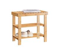 SoBuy FSR02-K-N Estantería para Zapatos de bambú Zapatero Banco con 2 Estantes Mueble Baño 50 x 29 x 45 cm ES