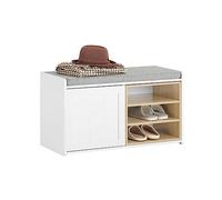 SoBuy FSR109-WN Banco Zapatero con 1 Puerta Banco de almacenamianto con Cojín Acolchado y Balda Extraíble Blanco 80 x 35 x 45 cm ES