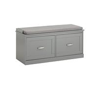 SoBuy FSR131-HG Banco Zapatero con 2 Estantes y 2 Puertas Armario Multifuncional para Entrada con Cojín de Asiento Gris 98 x 37 x 49 cm ES