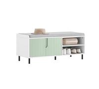 SoBuy FSR158-GR Banco Zapatero de Entrada Banco de Almacenamiento con 2 Puertas Verde y Blanco110 x 40 x 45 cm ES
