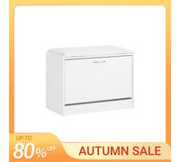 SoBuy FSR16 Banco para zapatos con cojín, zapatero, armario para zapatos con 1 solapa, banco, armario para zapatos estrecho, aprox. 60 cm de ancho x 46 cm de profundidad x 30 cm de altura Gris claro