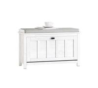 SoBuy Banco Zapatero con Asiento y Puerta - Banco Almacenaje con Estante Ajustable para Entrada Dormitorio - Blanco, 80x30x50cm, Capacidad 150kg - FSR161-W