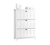 SoBuy Mueble Zapatero Estrecho Blanco - Zapatero Entrada Recibidor con 3 Solapas Abatibles - Organizador Estilo Moderno para Pasillo Estrecho o Recibidores de Entrada, 80x30x111cm, FSR162-W