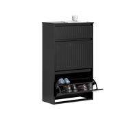 SoBuy Zapatero Estrecho Entrada Recibidor - Mueble Zapatero con 2 Solapas y Cajón Organizador - Ideal para Pasillo Estrecho - Negro, MDF Resistente, 61x26x100 cm - FSR165-SCH