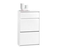 SoBuy Zapatero Estrecho Entrada Recibidor - Mueble Zapatero con 2 Solapas y Cajón Organizador - Ideal para Pasillo Estrecho - Blanco, MDF Resistente, 61x26x100 cm - FSR165-W