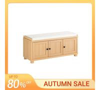 Sobuy fsr188-n banco zapatero 3 puertas y 4 compartimentos abiertos l104 x d35 x h47 cm natural 104 cm