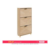 SoBuy FSR213-N Zapatero estrecho de madera de 24 cm de ancho, gran capacidad para zapatos de hasta talla 47, diseño nórdico, ideal para pasillo, entrada, color madera familiar, dimensiones 60x24x120cm