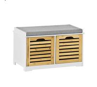 SoBuy FSR23-K-WN Banco Zapato Cómodo, Banco de Almacenamiento con Cojines y 2 Cubos, Zapatero de Entrada del Gabinete Dresser, 71 x 34 x 43 cm, ES