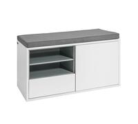 SoBuy FSR37-W Banco con cojín para asiento, banco para cama, zapatero, banco con perchero, blanco, dimensiones aproximadas: 80x46x35cm BLANCO